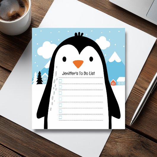Cute Penguin Snow To Do List Children Illustration ノートパッド