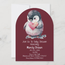 Cute Penguin themed Baby Shower Invitation 招待状