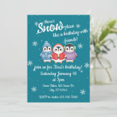 Cute Penguin "there's Snow place" Birthday party 招待状 (スタンド正面)
