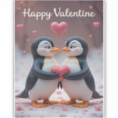 Cute Penguin Valentine Adorable Couple Love シール (正面)