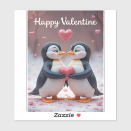 Cute Penguin Valentine Adorable Couple Love シール
