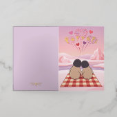 Cute Penguin Valentine Picnic Card for your Wife 箔グリーティングカード (外側レイダウン)