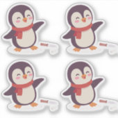 Cute Penguin Valentine Vinyl Stickers (4 Pack) シール (正面)