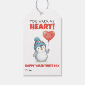 Cute Penguin Valentine “You Warm My Heart” ギフトタグ (正面)