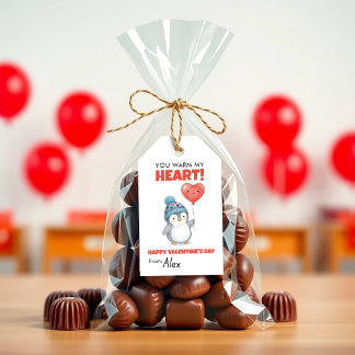 Cute Penguin Valentine “You Warm My Heart” ギフトタグ