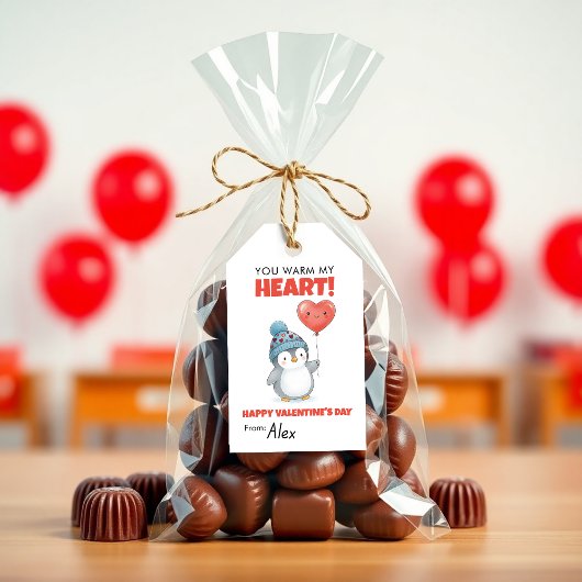 Cute Penguin Valentine “You Warm My Heart” ギフトタグ