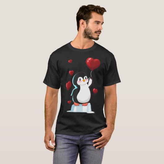 Cute Penguin Valentines Day Love Heart gift Tシャツ (正面フル)