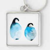 Cute penguin watercolor art キーホルダー (正面)