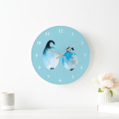 Cute penguin watercolor art ラージ壁時計 (ホーム)