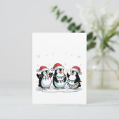 Cute Penguin Wearing Santa Hat Xmas Penguin Lover シーズンポストカード (スタンド正面)