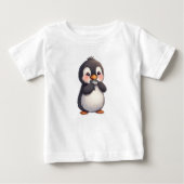 Cute Penguin with Fish ベビーTシャツ (正面)