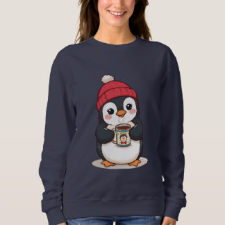 Cute Penguin with Hot Cocoa スウェットシャツ