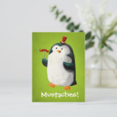 Cute Penguin with Mustaches ポストカード (スタンド正面)
