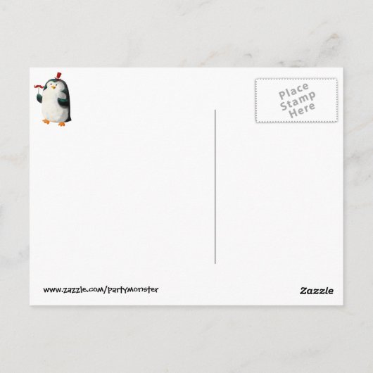 Cute Penguin with Mustaches ポストカード (裏面)