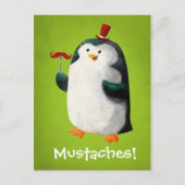 Cute Penguin with Mustaches ポストカード (正面)