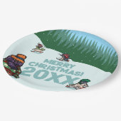 Cute Penguins Add The Year Merry Christmas! Winter ペーパープレート (アングル)