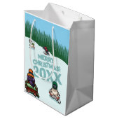 Cute Penguins Add The Year Merry Christmas! Winter ミディアムペーパーバッグ (裏面アングル)