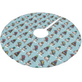 Cute Penguins Christmas Snowball Fight Cartoon ブラッシュドポリエステルツリースカート (アングル)