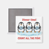 Cute Penguins Dinner Time Counting Fish Math Game マグネット (正面/裏面)