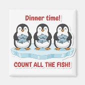 Cute Penguins Dinner Time Counting Fish Math Game  マグネット (正面)