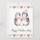 Cute Penguins Happy Valentines Day シーズンカード (正面)