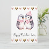 Cute Penguins Happy Valentines Day シーズンカード (スタンド正面)