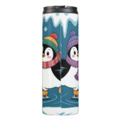 Cute Penguins Ice Skating Cartoon, Have an Ice Day タンブラー (裏面)