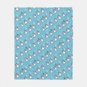 Cute Penguins on Light Blue with Snowflakes  フリースブランケット (正面)