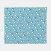 Cute Penguins on Light Blue with Snowflakes  フリースブランケット (正面(横))
