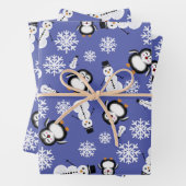 Cute Penguins & Snowmen Winter Pattern Wrapping  ラッピングペーパーシート (インサイチュ)