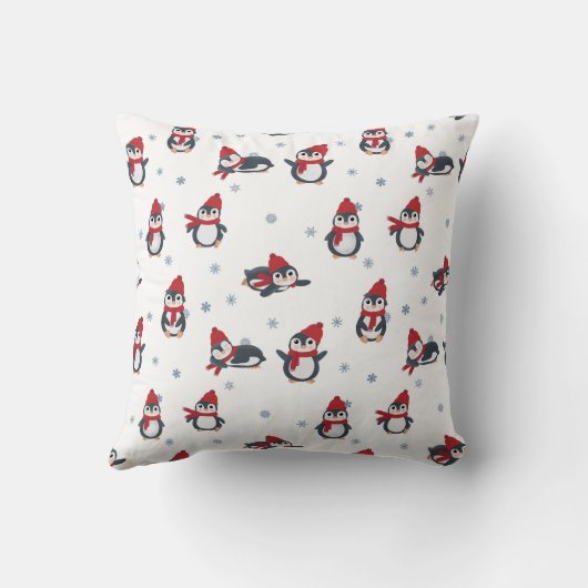 Cute Penguins Winter Birds Arctic Animals クッション (裏面)