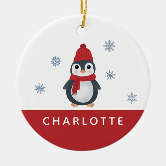 Cute Penguins Winter Birds Arctic Animals セラミックオーナメント (正面)