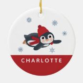 Cute Penguins Winter Birds Arctic Animals セラミックオーナメント (裏面)