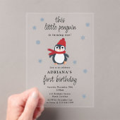 Cute Penguins Winter Birds Arctic Animals Birthday アクリル招待状 (インサイチュ (ポータブル))