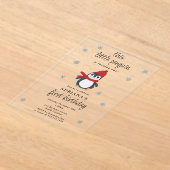 Cute Penguins Winter Birds Arctic Animals Birthday アクリル招待状 (レイダウン)