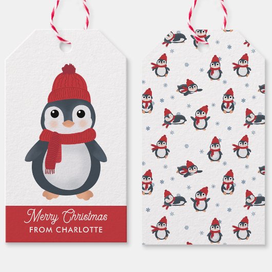 Cute Penguins Winter Birds Arctic Christmas ギフトタグ
