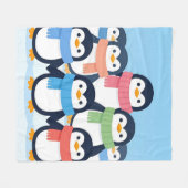Cute Penguins Winter Scarves Group Hug フリースブランケット (正面(横))