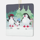 Cute Penguins with Names for Family of 3 セラミックオーナメント (左)