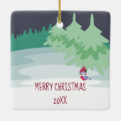 Cute Penguins with Names for Family of 3 セラミックオーナメント (裏面)