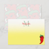 Cute Pepper Drawing Personalized Monogram Note Ca ノートカード (正面/裏面)