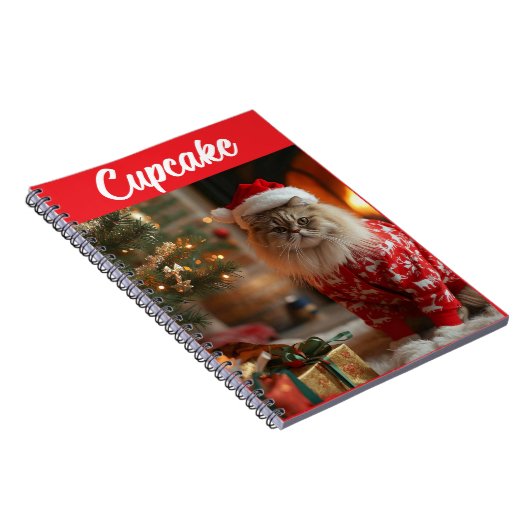 Cute Persian Cat Christmas Personalized Notebook ノートブック (右側)