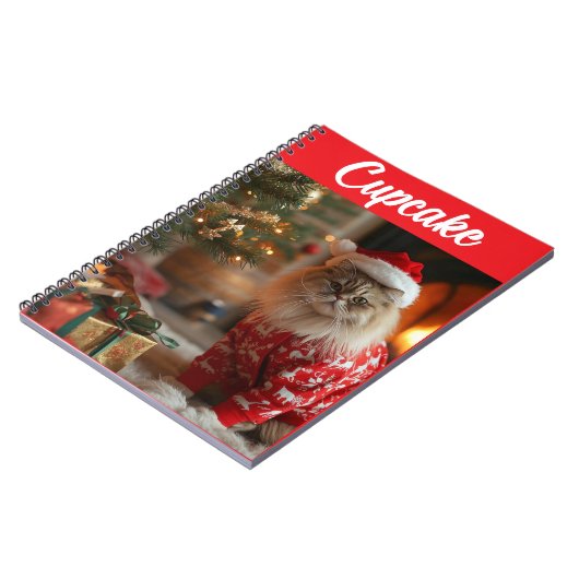 Cute Persian Cat Christmas Personalized Notebook ノートブック (左側)