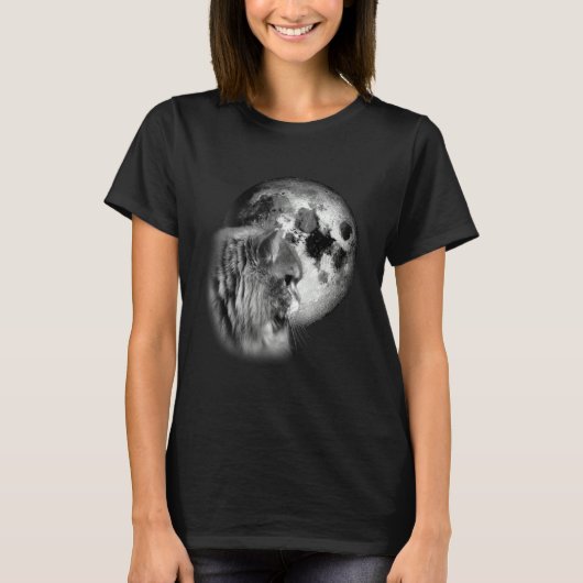 cute Persian Cat with Moon Cat Tシャツ (正面)