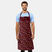 Cute Personalised Autumn And Fall Pattern Apron. エプロン (着用した状態)