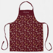 Cute Personalised Autumn And Fall Pattern Apron. エプロン (正面)
