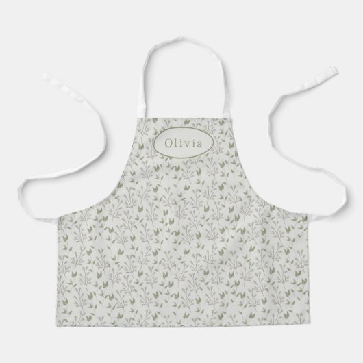 Cute Personalised Botanical Leaf Pattern Apron エプロン (正面)