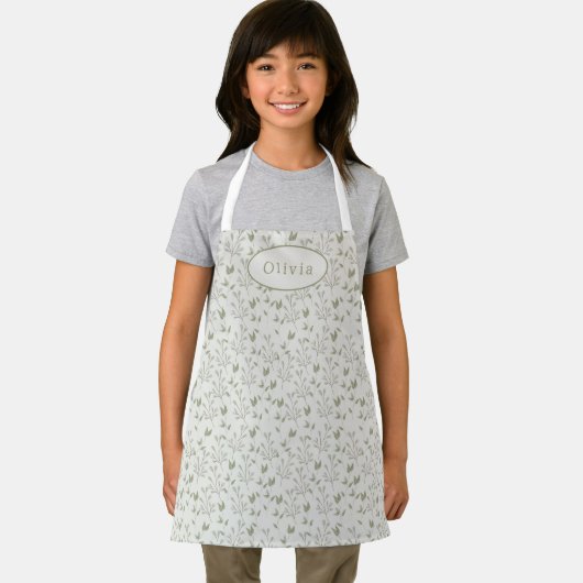 Cute Personalised Botanical Leaf Pattern Apron エプロン (インサイチュ)