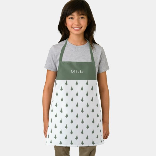 Cute Personalised Christmas Trees Pattern Apron エプロン (インサイチュ)