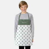 Cute Personalised Christmas Trees Pattern Apron エプロン (着用した状態)
