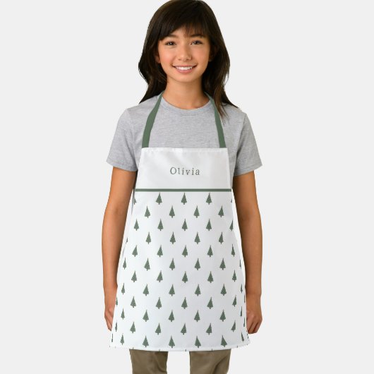 Cute Personalised Christmas Trees Pattern Apron エプロン (インサイチュ)